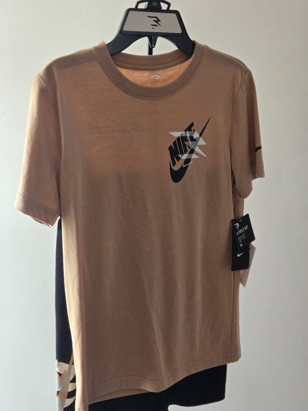 Nike Boy’s Tan Logo Short-Sleeve T-Shirt And Shorts Set